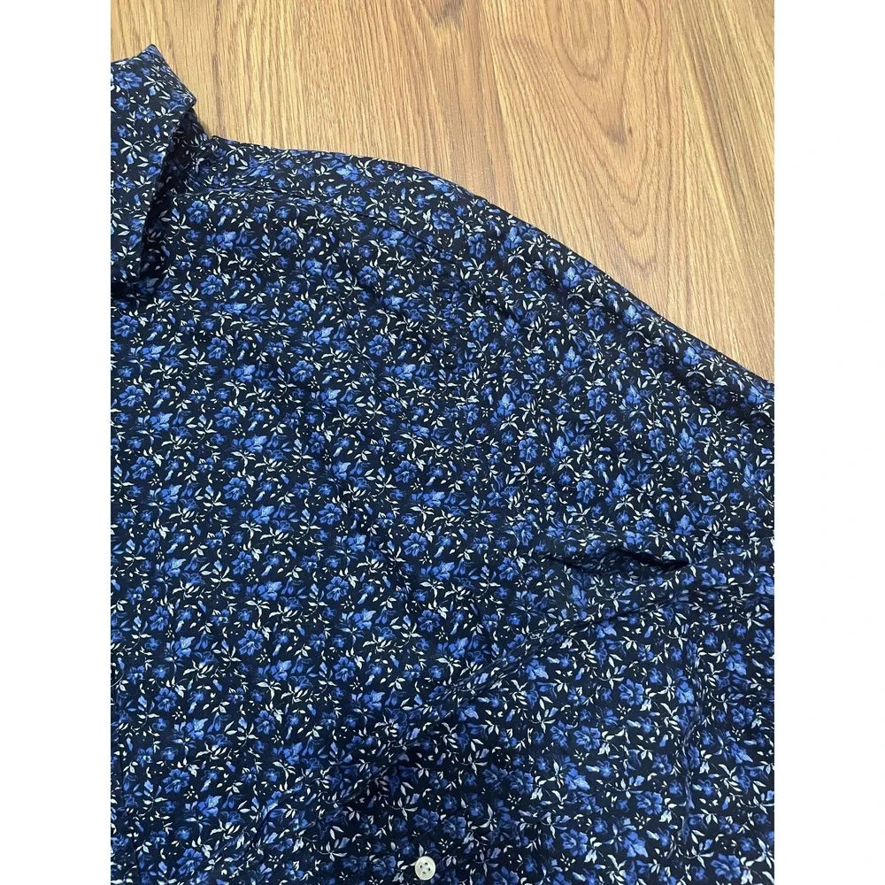Gant Shirt Mens Medium Floral Slim Fit Broadcloth Long Sleeve Blue